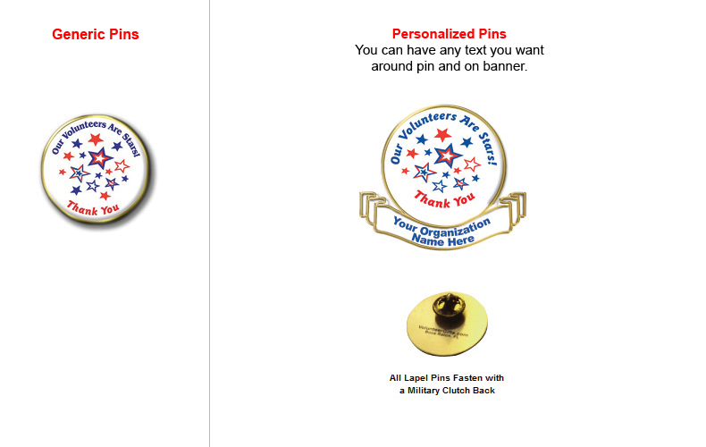 Volunteer Are Stars (Patriotic) Pins Volunteer Are Stars (Patriotic) Pins